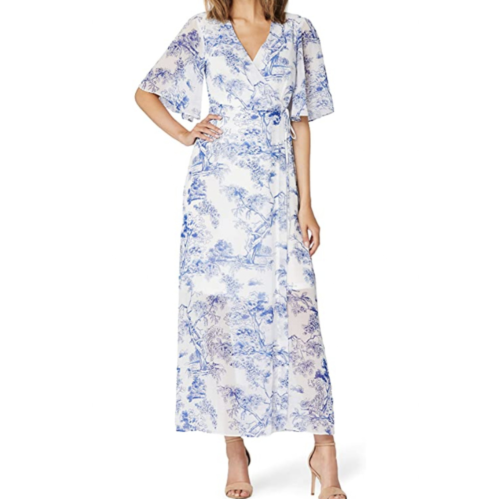 TRUTH & FABLE Maxi Wrap Dress Tiger Print NEW